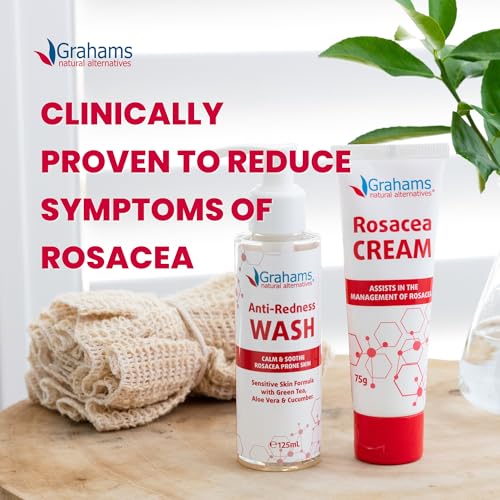 Grahams Natural Rosacea Treatment for Face Redness Moisturizer - Clinically Proven Anti Redness Face Cream to Soothe & Reduce Flare Ups - Natural, Hypoallergenic, Steroid-Free (2.64 fl oz)