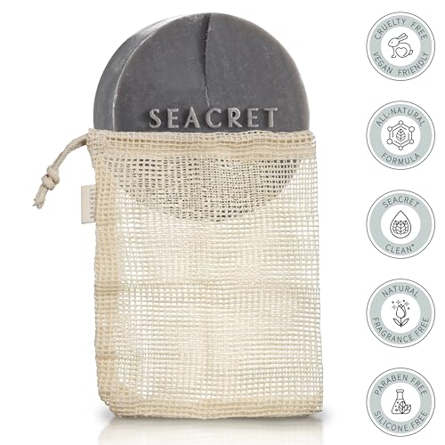 SEACRET Dead Sea Mud Soap Bar - Deep Pore Purifying & Refining Facial Cleanser with 21+ Minerals and Witch Hazel, Natural Exfoliating Spa Bar for Normal to Oily Skin, SLS-Free, Fragrance-Free, 4.4 oz