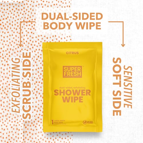 Super & Fresh Co. Citrus Body Wipes - No Rinse Travel & Gym Pack of 10