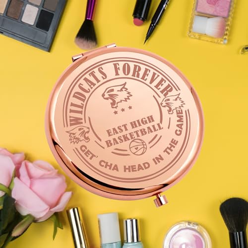 KEYCHIN Troy Bolton Musical Pocket Mirror Musical Theatre Gifts East High Basketball Compact Makeup Mirror School Music Merch (High Basketball-RG)