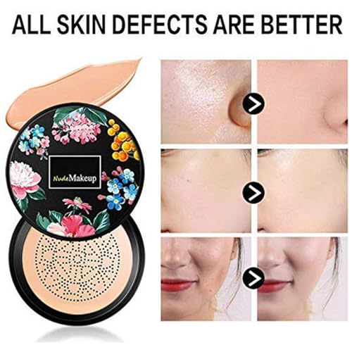 Mushroom Head Air Cushion BB Cream,Concealer Lasting Nude Makeup Moisturizing Pigment CC Liquid Foundation, Even Skin Tone Makeup Base Primer£¨Natural£©