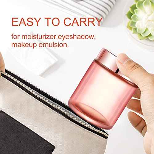 Cositina 4 Pack 3.4 oz Pink Glass Jars with Rose-Golden Lids & Inner Liners,Empty Round Storage Containers Travel Jars Pot,for Cosmetics,Gel,Eye shadow,Makeup,Face cream Lotion