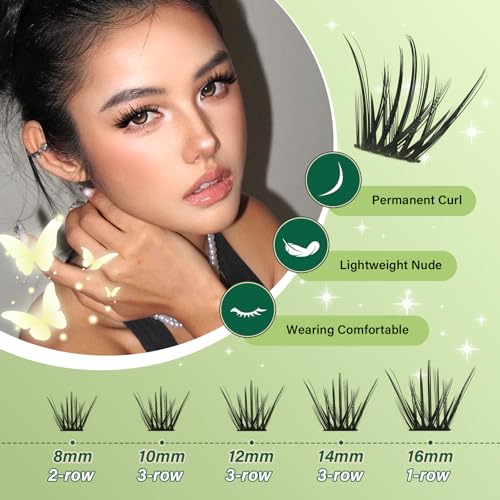 DIY Lash Clusters Kit 144Pcs Wispy Eyelash Extensions D Curl