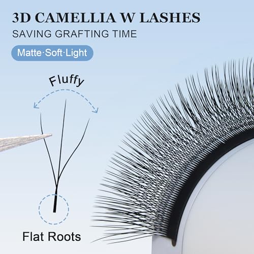 3D W Lash Camellia 0.07D Premade Fans 8-15mm Mix