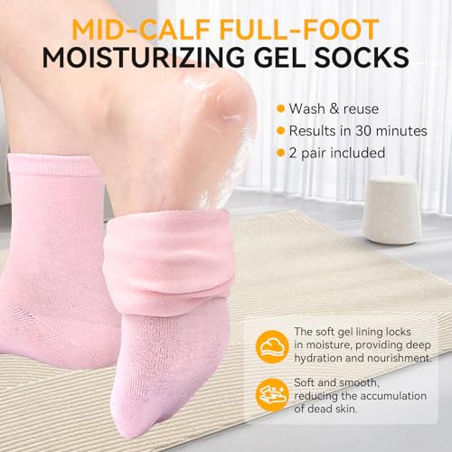 Moisturizing Gel Socks for Dry Feet - 2 Pairs, One Size