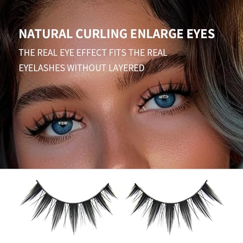 AKARA False Eyelashes Faux Mink Fluffy Eye Lashes Cat Eye Natural Look Wispy Lashes 3D Fox Eyelash Extensions 7 Pairs Pack-BN12