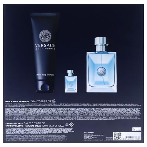 Versace Pour Homme Cologne 3-Piece Gift Set for Men - EDT & Shower Gel
