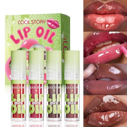 4-Pack Lip Oil Gloss with Hyaluronic Acid & Vitamin E