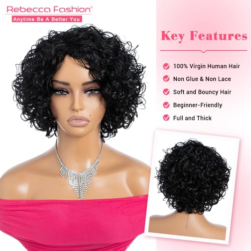 Short Curly Bob Wig for Black Women - Glueless Human Hair