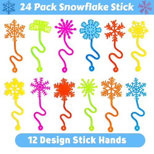 Snowflake Stick Hands Party Favors - 48 PC Set with Temporary Tattoos