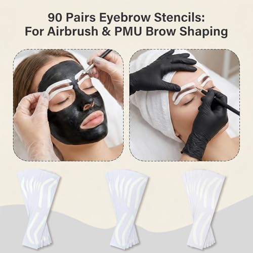 90 Pairs Eyebrow Stencils - 3 Shapes for Women