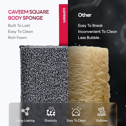 Caveem Exfoliating Body Scrubber Sponge, 2 Pack