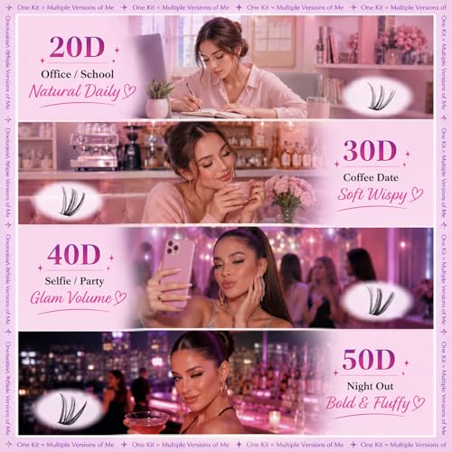 Lash Clusters Kit - 640 Pcs Eyelash Extensions 9-16mm with Tools
