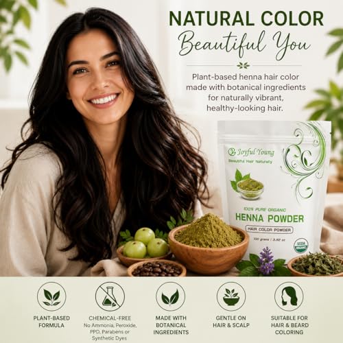 Organic Henna Hair Dye Powder Natural Black for Gray Hair