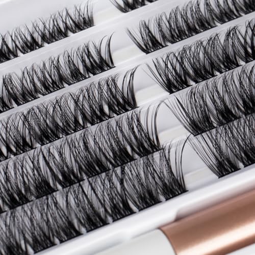 Lash Clusters 280pcs 60D 80D DIY Thick Eyelash Extension D Curl 10-16mm Length Mixed Individual Lashes Volume Wispy Cluster Lashes Faux Mink Lashes Cluster Extension（60D+80D-0.07D）