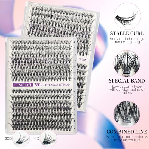 Lash Extension Kit 280PCS - DIY Volume Clusters 9-16mm