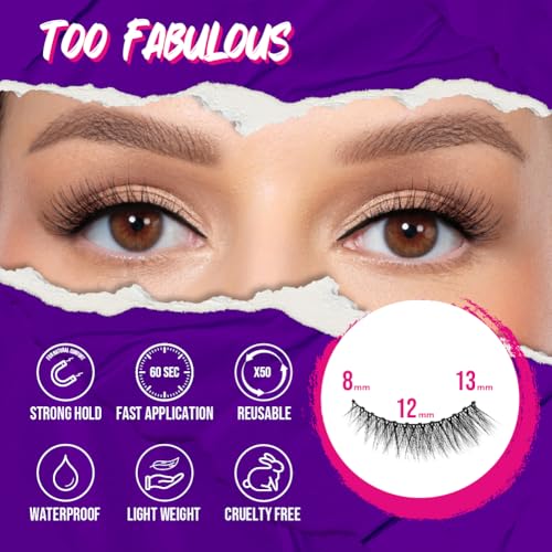 Magnetic Eyelashes Kit | Premium Faux Mink Magnetic Lashes + Magnetic Liquid Eyeliner + Eyelashe applicator | Universal size | Reusable up to 50 times, 1 Pair (Fabulous)