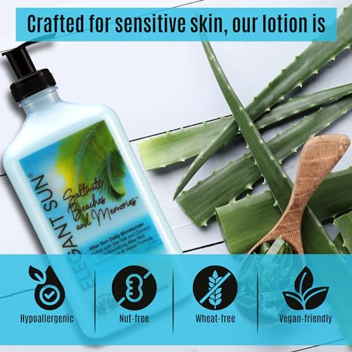 Saltwater Beaches Tan Extender, After Sun Lotion Tanning Bed Lotion, Aloe Vera Base Moisturizer, Hypoallergenic, Sensitive Skin Lotion for Men or Women, Unisex Fresh Scent, Elegant Sun