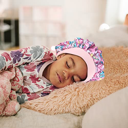 Kids Silk Sleep Bonnet 4-Pack - Satin Hair Cap with Wide Band