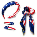 Patriotic 4-Piece Hair Accessory Set for Women - Headbands & Clips