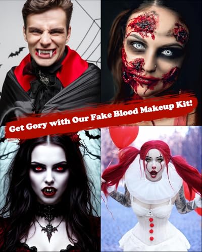 Fake Blood Makeup Kit - 3 Realistic Formulas for Halloween Costumes