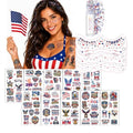Patriotic Temporary Tattoos Set 106 Pcs with Face Glitter