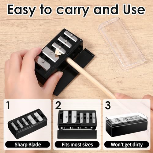 5-Hole Cosmetic Pencil Sharpener (2 Pack) for Eyeliner & Lip Liner Pencils