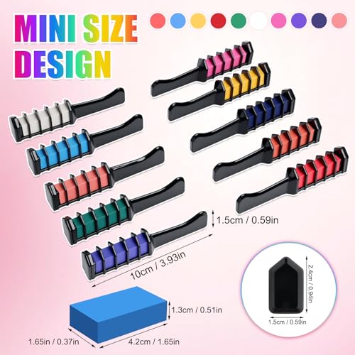 10-Color Washable Hair Chalk Combs for Parties