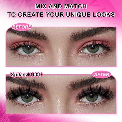 Manga Lash Clusters Kit 100D Eyelash Clusters with DIY Spikes 13-19MM Spiky Volume Cluster Eyelash Extensions Wispy Individual Lash Extensions Kit Anime Lashes Cluster Bond & Seal Tweezer by MilyBest