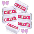 Kacctyen 6 Pcs Cheer Chenille Letter Makeup Bags with 6 Pcs Pins Appreciation Gift Preppy Patch Makeup Bag Nylon Teach Pouch for Work School Retirement Birthday