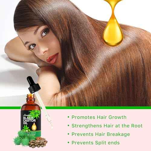 Jamaican Black Castor Oil 4Fl Oz, Organic Cold Pressed Unrefined Castor Oils for Hair Growth & Skin Care, Nourish Eyelashes and Eyebrows - Glass Bottle
