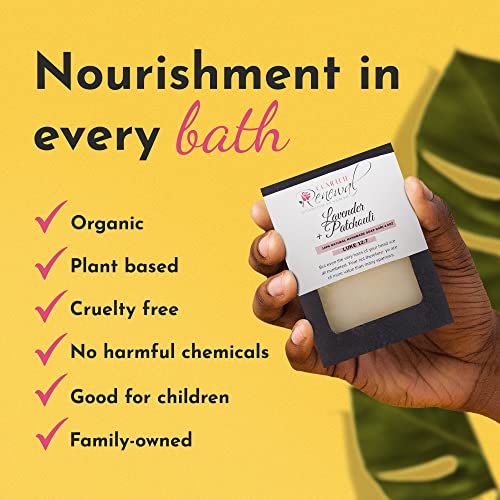 Lavender + Patchouli Soap, Relaxing & Moisturizing Soap for Men, Natural Bar Soap Shea Butter & Essential Oils, Cold Processed Natural Soap, 4.8 Oz