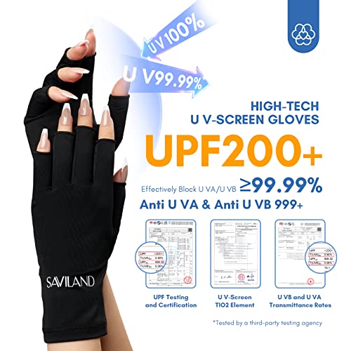 SAVILAND UV Gloves for Gel Nails – UPF200+ Protection