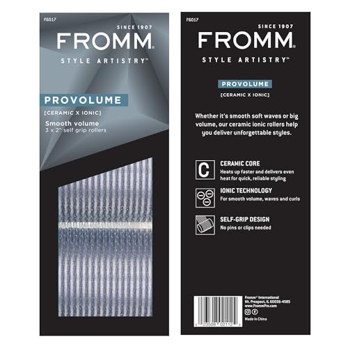 Fromm ProVolume 2" Ceramic Ionic Hair Rollers - Self-Grip Curlers (3 Pack)