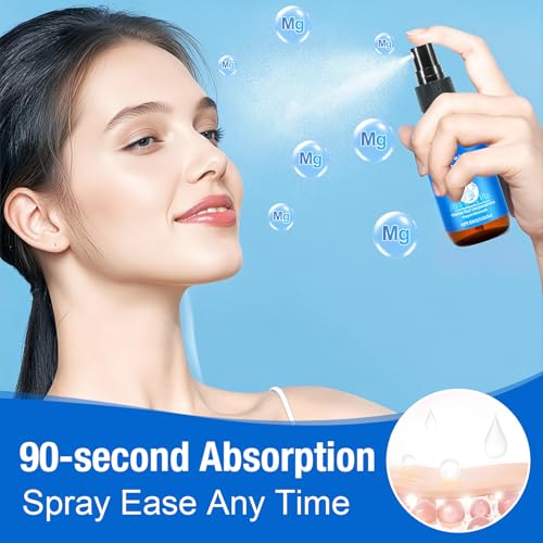 Magnesium Oil Spray for Feet, 100% Pure Natural Magnesium Spray Glass Bottle, Easy to Absorb & Use 60Ml 2Pack