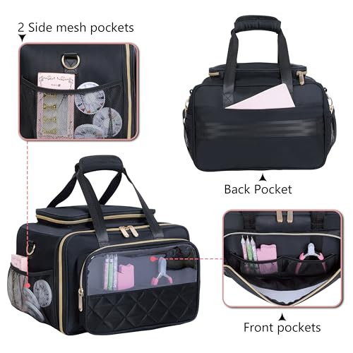 Nail Polish Organizer Holds 80 Bottles, with Two Removable Case, Portable Travel Nail Kit Storage Bag for Manicurist, Nail Art Enthusiasts,Black