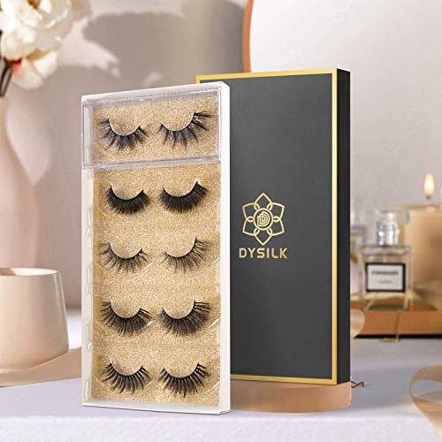 DYSILK Mink Lashes Fluffy Eyelashes - 5 Pairs 6D Lashes False Eyelashes