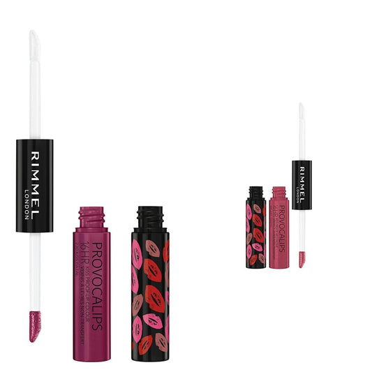 Rimmel London Provocalips 16hr Kiss-Proof Lip Color Bundle - 230 Kiss Fatal & 005 Just Teasing, 14 fl.oz. Each