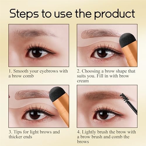 Eyebrow Stamp and Eyebrow Stencils Kit Eyebrow Shaping Kit for Perfect with 10 Reusable Eye Brow Shaping Kits Brow Stencil and Stamp Kit Smudge-Proof & Long-Lasting (Soft Brown)