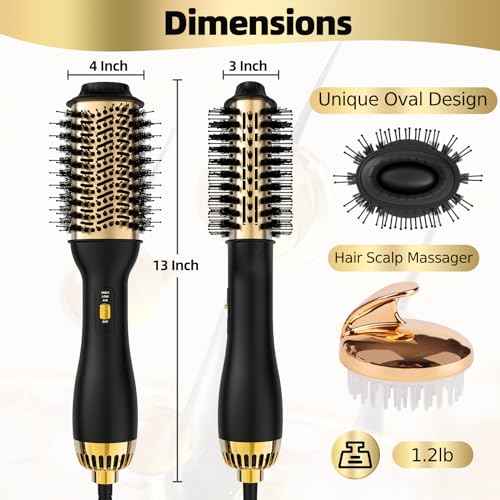 4-in-1 Hot Air Brush with Oval Barrel - Salon-Grade Styling Tool for All Hair Types