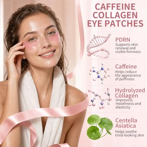 MyTend PDRN Eye Patches with Caffeine, Niacinamide & Peptides – Cooling Under Eye Gel Masks 60 pcs
