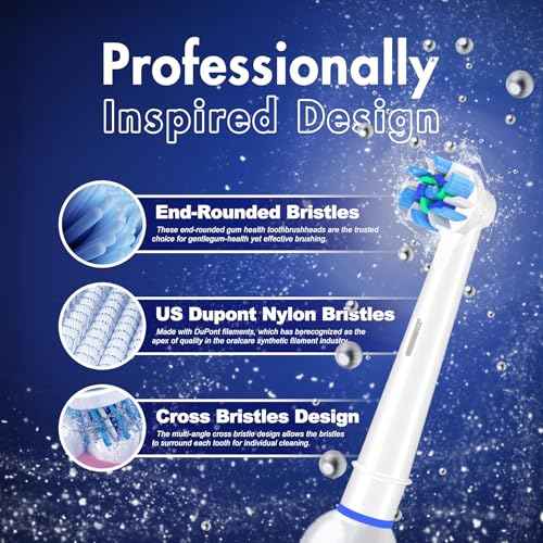 Replacement Toothbrush Heads Compatible with Oral B Braun, 12pcs Electric Toothbrush Replacement Heads Refills for Oral B Pro 1000, 9600, 500, 7000, 3000, 8000, Black and White for Home (1)