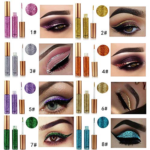 10-Color Liquid Glitter Eyeliner Set Waterproof Shimmer