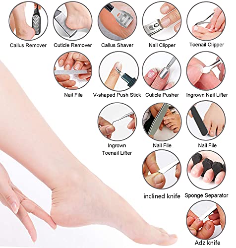 36-in-1 Professional Pedicure Kit - Stainless Steel Foot File & Case