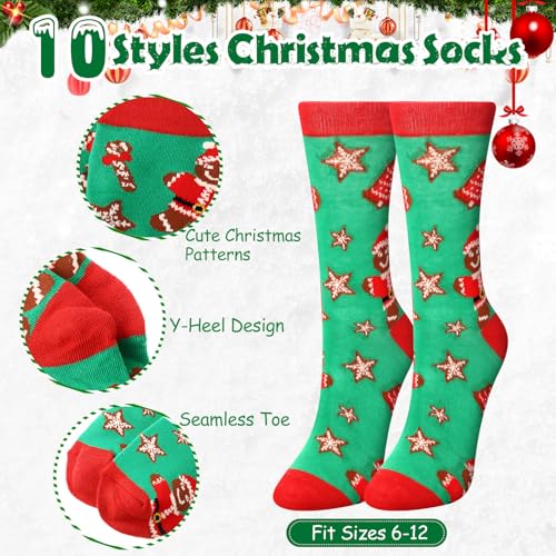 30 Pieces Christmas Gift Bulk for Women Merry Christmas Makeup Bags and Xmas Pendant Ornament Keychains Santa Socks Plaid Cosmetics Bag Snowman Goodie Bags Xmas Gnome Socks