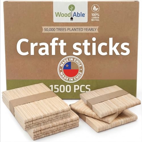 1500 Craft Sticks 4.5" Natural Wood Splinter-Free DIY