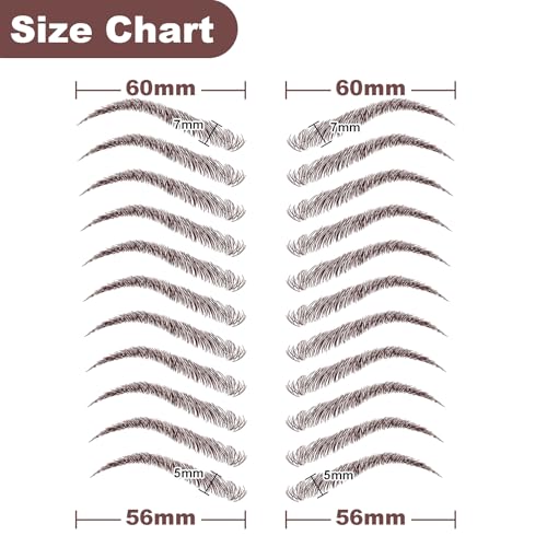 4D Eyebrow Tattoo Stickers - 77 Pairs Waterproof Chocolate Brown