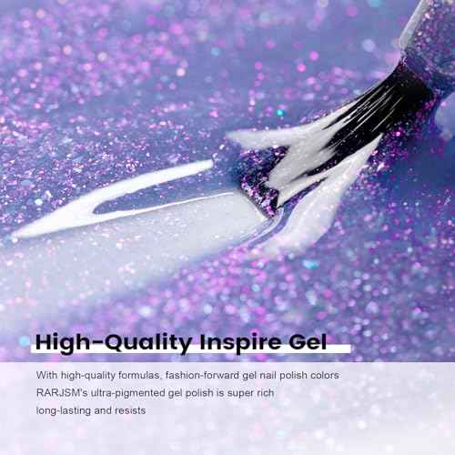 RARJSM 15ML Mermaid Glitter Gel Nail Polish Blue Purple Shell Gel Polish Pink Purple Shimmer Nail Gel Polish Soak off UV Blue Changing Glitter Sequins Gel Polish for Nail Art DIY Salon at Home