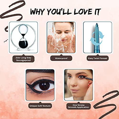 FACESCANADA Twist Eye Liner, 24Hr Waterproof Brown