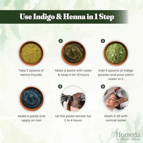 Indigo Powder Organic and Black Henna Powder for Hair Combo (7oz - 3.5oz each) - Natural Henna Indigo For Hair Dye - Black Hair Color (200g)